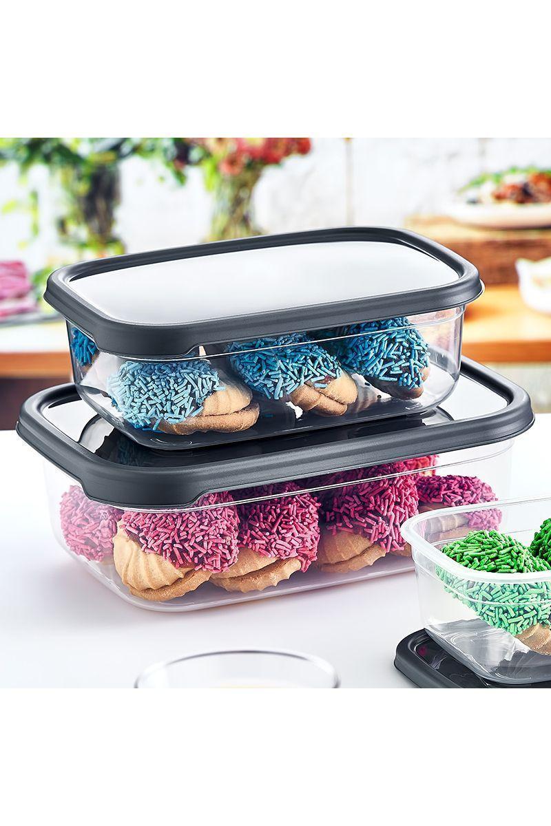 Set 6 Contenedores Alimentos Cuadrad/Rectang Gris-1