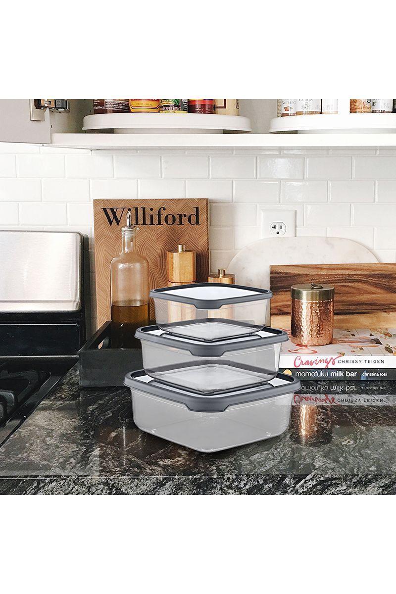 Set 6 Contenedores Alimentos Cuadrad/Rectang Gris-3