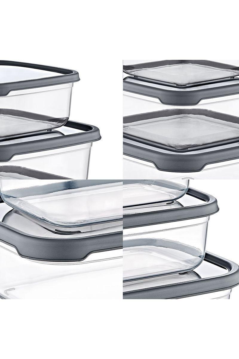 Set 6 Contenedores Alimentos Cuadrad/Rectang Gris-4