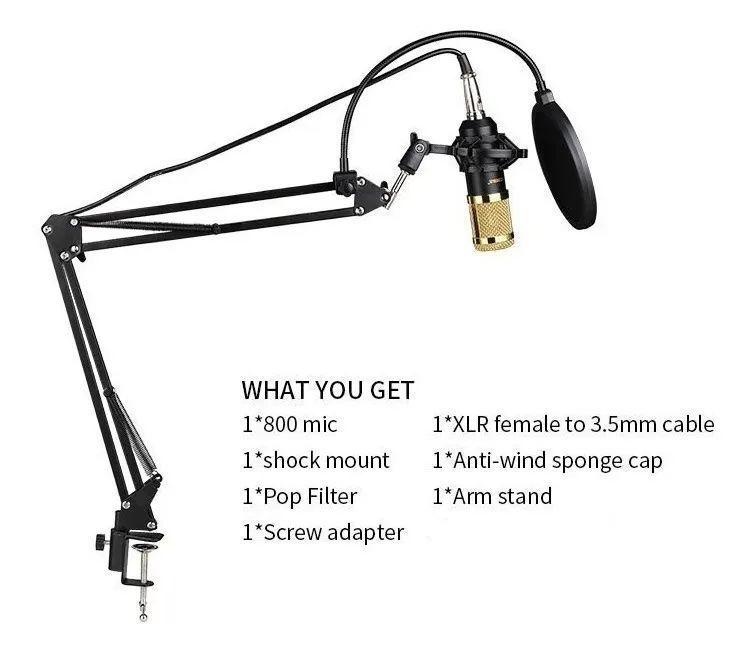 Kit Micrófono Estudio Condensador Profesional Soporte Brazo-1