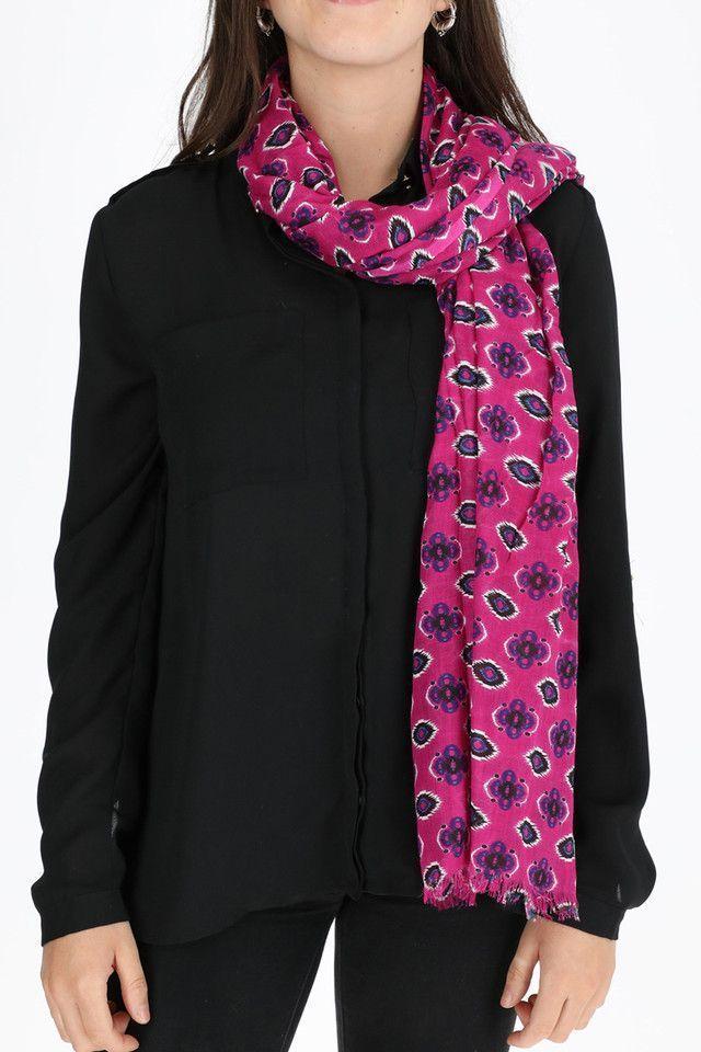 Pañuelo Estampado Marroquí Fucsia Humana-2