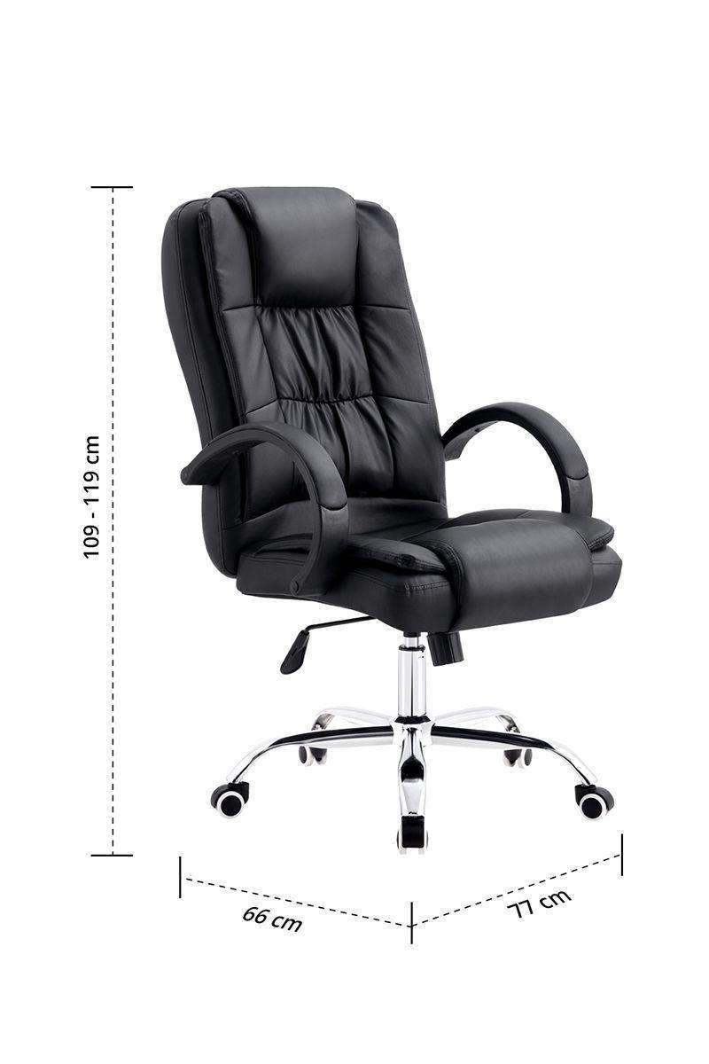 Silla de Oficina Ejecutiva Respaldo Acolchado Negro-2