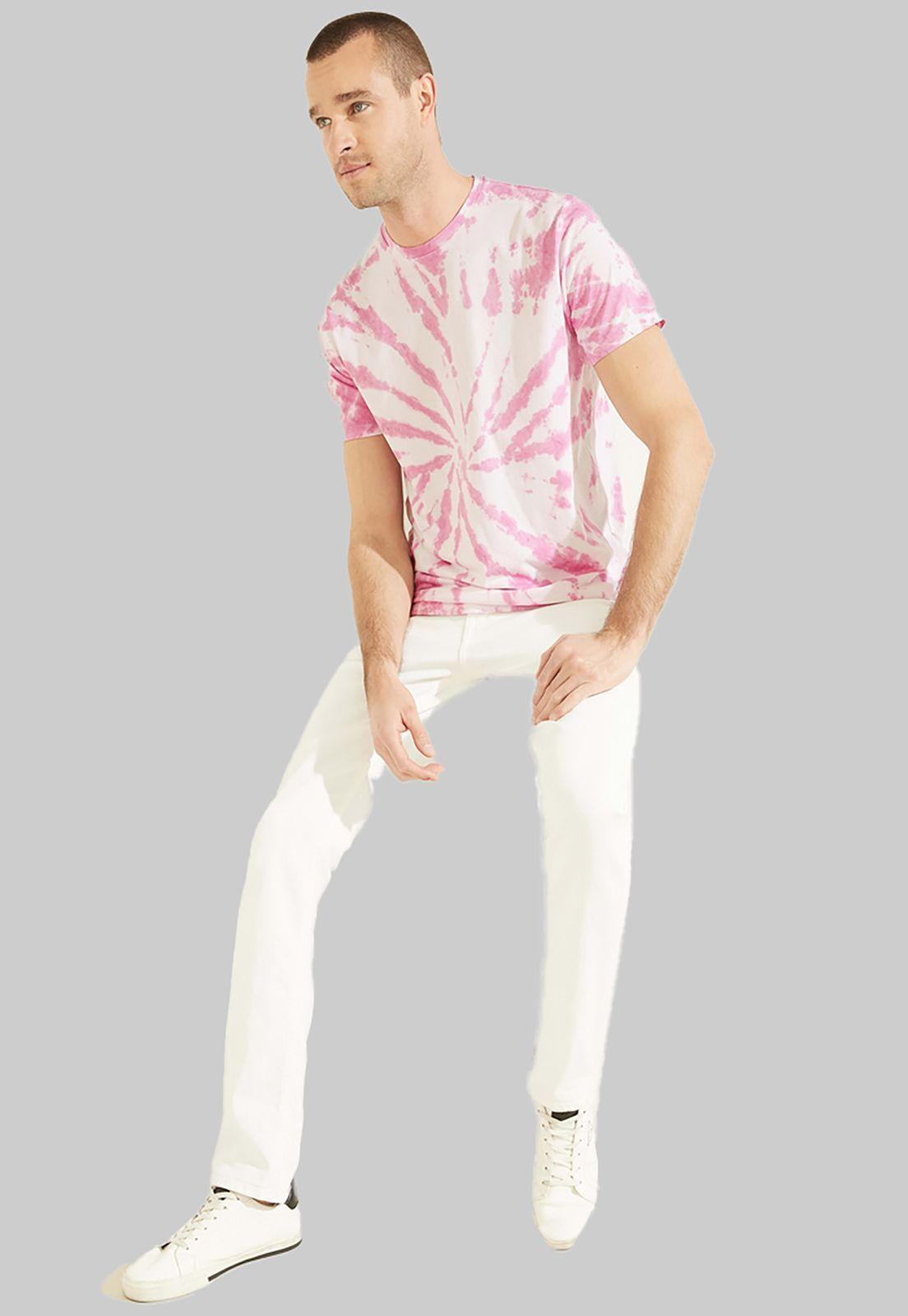 Polera Ss Twist Tie Dye Crew F0E1 Rosado Guess-1