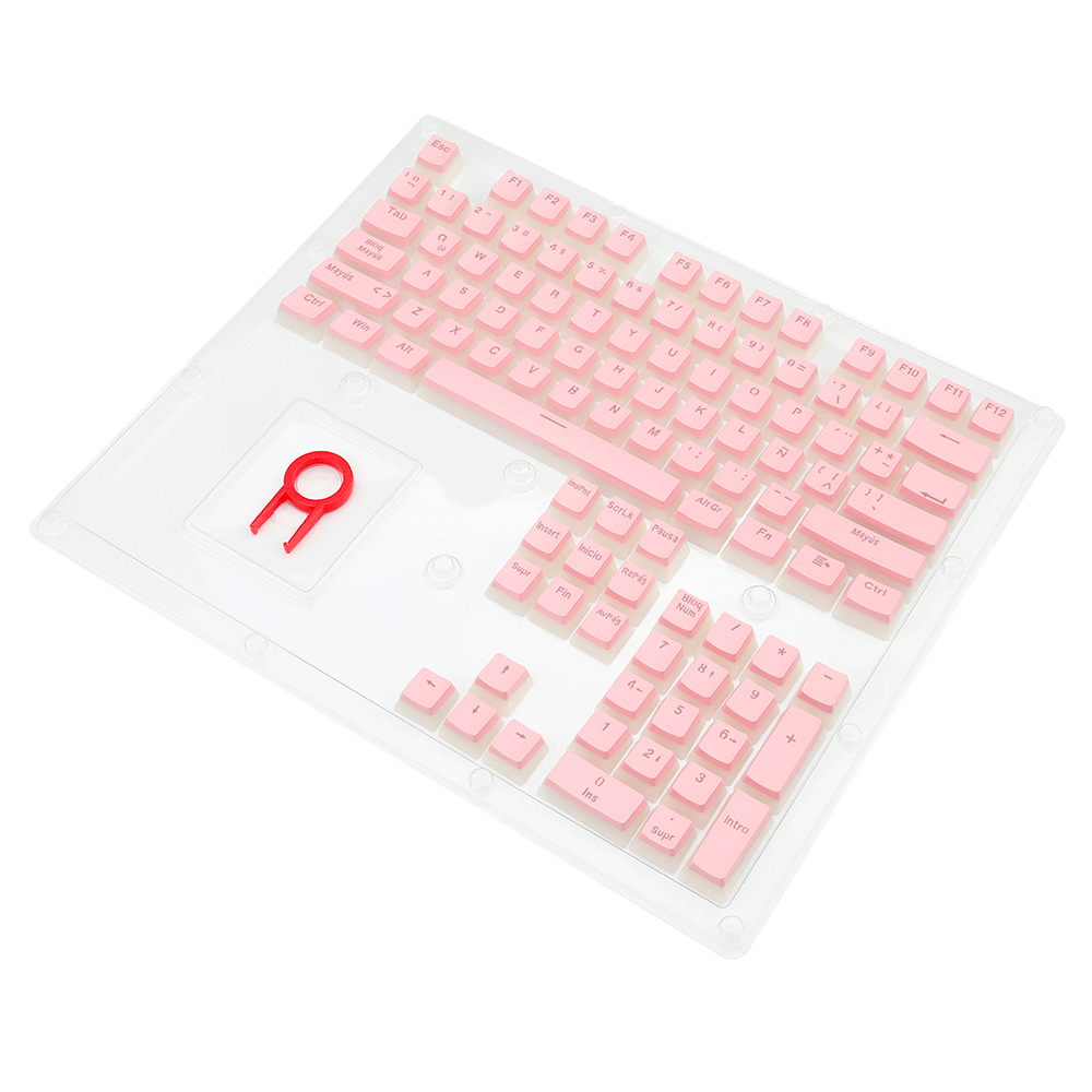 Kit Teclado Gamer Kumara K552 más Keycaps Reemplazo Scarab Rosadas, Iluminación Rainbow Fija-1