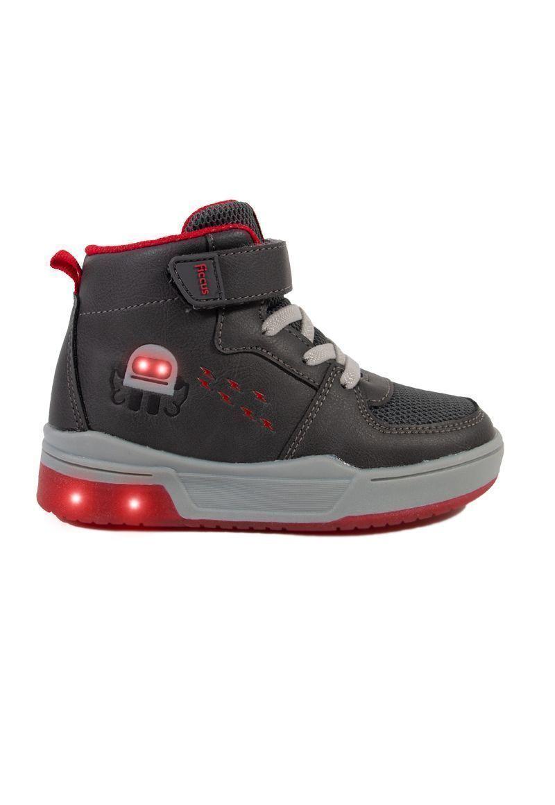 Zapatila Led Caña Velcro A Correr Niño Ficcus-2