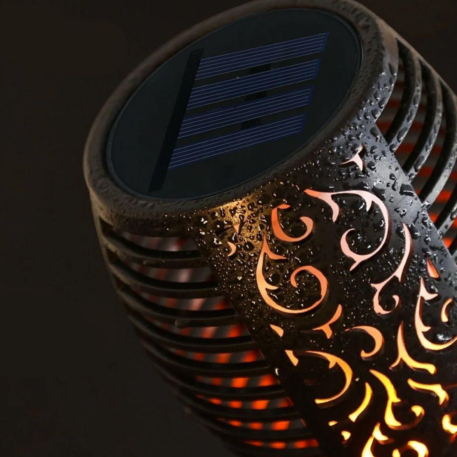 Pack 5 Antorchas LED Estaca Efecto Llama Para Exterior con Carga Solar-6