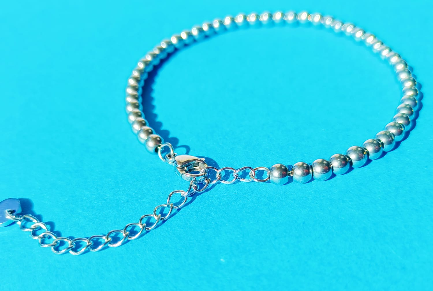 Pulsera Esfera 3mm Brazalete ajustable plateada unisex hipoalergenica-6