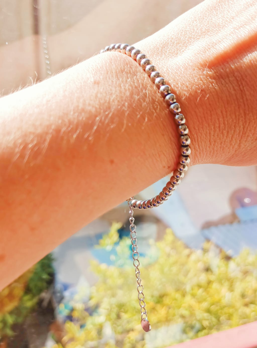 Pulsera Esfera 3mm Brazalete ajustable plateada unisex hipoalergenica-4