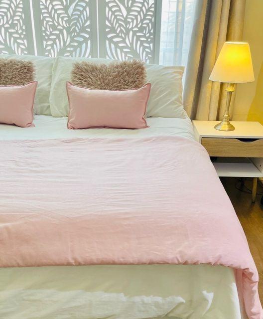 Set Piecera Lino palo rosa 80 x 140 + 1 cojín 50 x 30 cm Antonia Paz-2