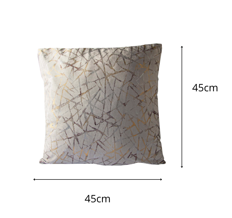 Set de 2 Cojines Terciopelo con Relleno Rayas Aleatorias Beige Claro 45cm x 45cm-2