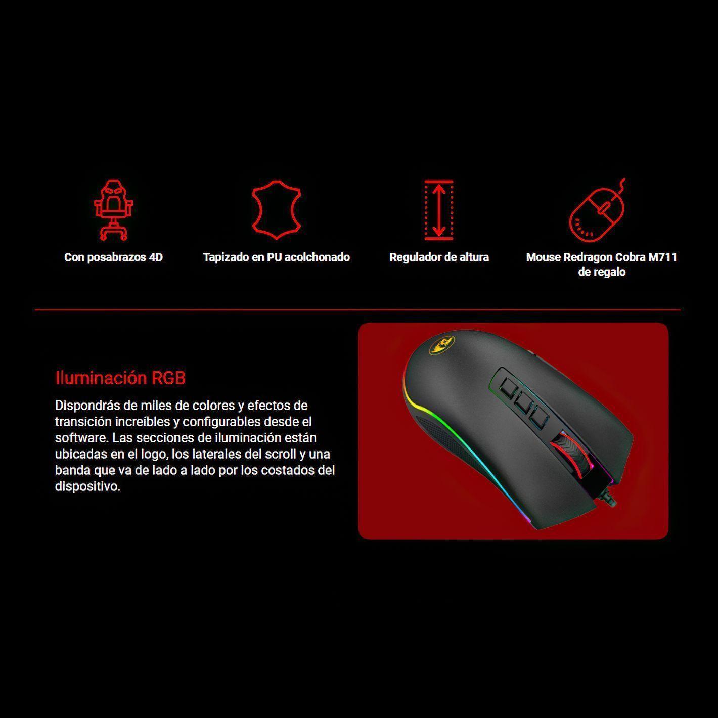 Silla Gamer Redragon Capricornus + Regalo Mouse Cobra-2