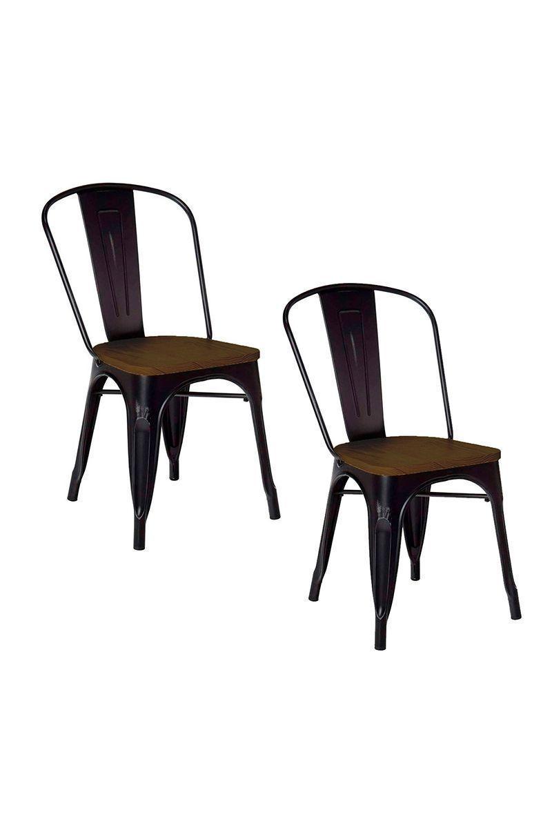 Pack 2 Sillas Tolix Vintage Asiento Madera-0