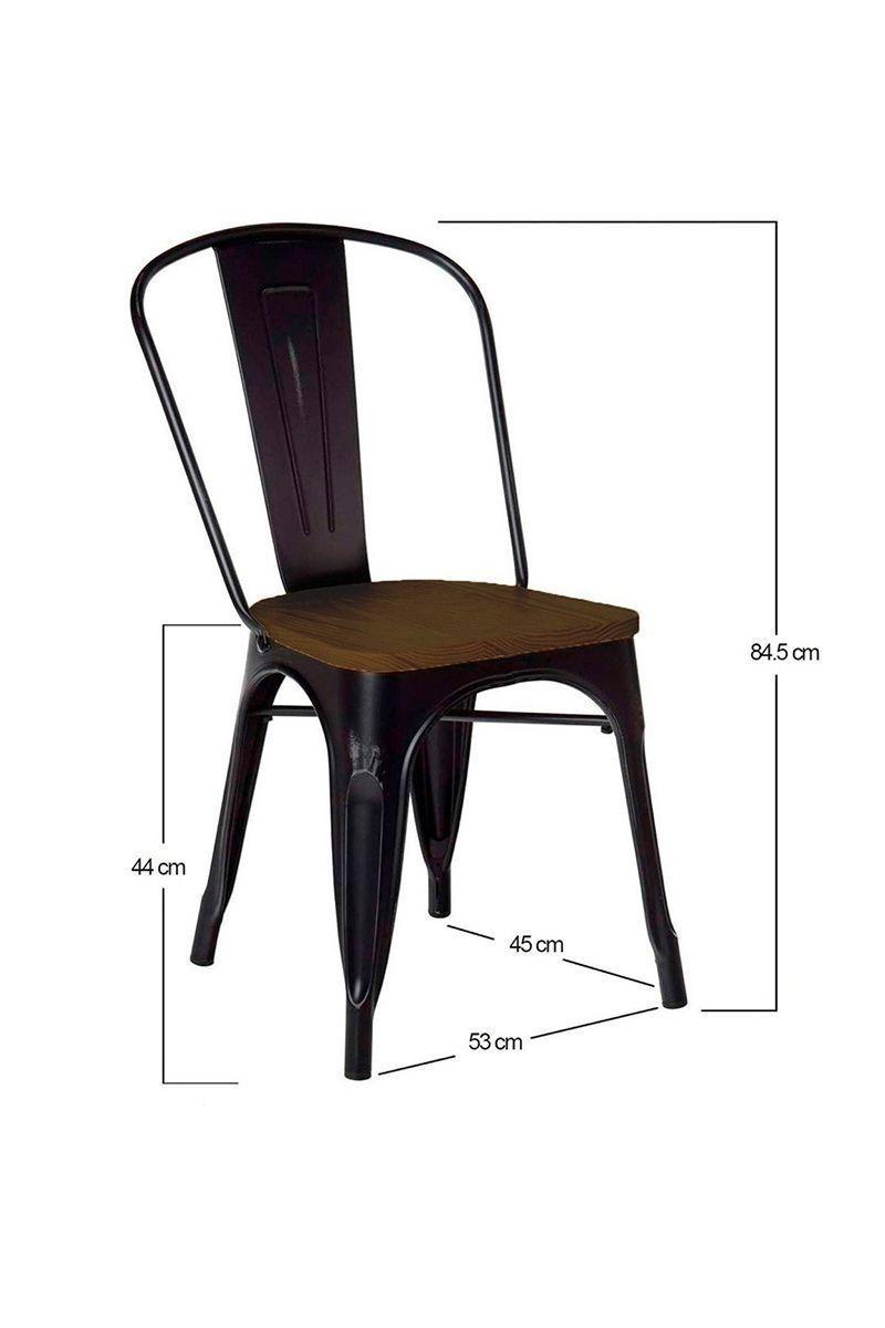 Pack 2 Sillas Tolix Vintage Asiento Madera-2