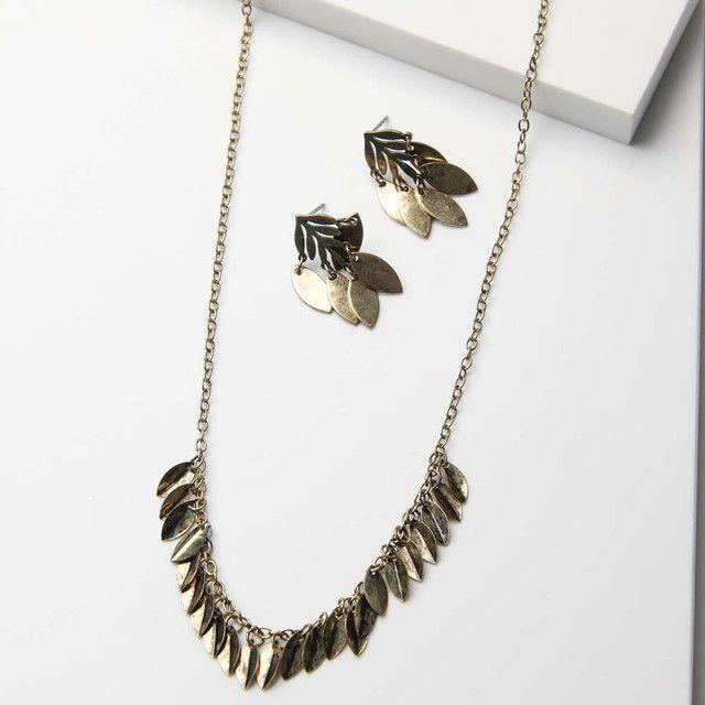 Set Collar y Aros Dorado Made In Humana-0