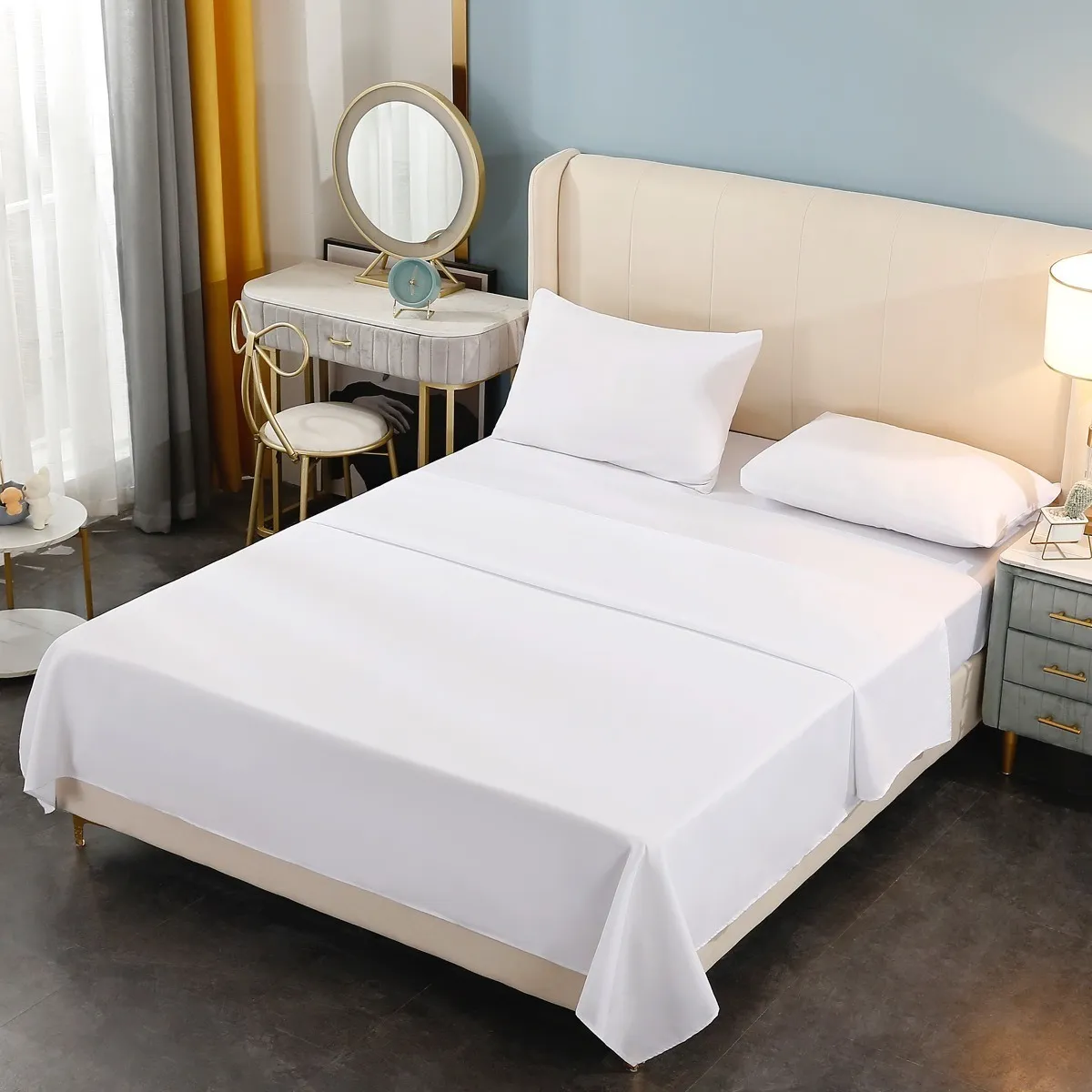 Juego de Sábana King 200 Hilos  color Blanco-0