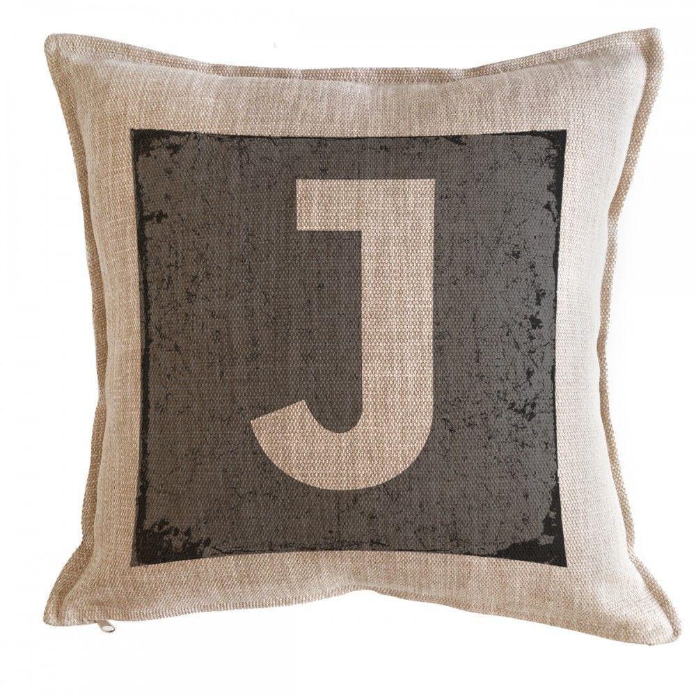 Cojin Letra J Gris/Linet Arena 45x45-0