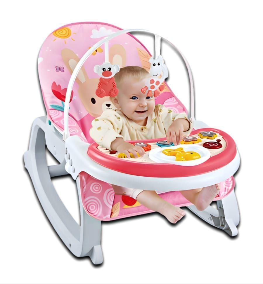 Silla Mecedora Rosada Musical Vibratoria Bebé Silla Nido 3 En 1-3