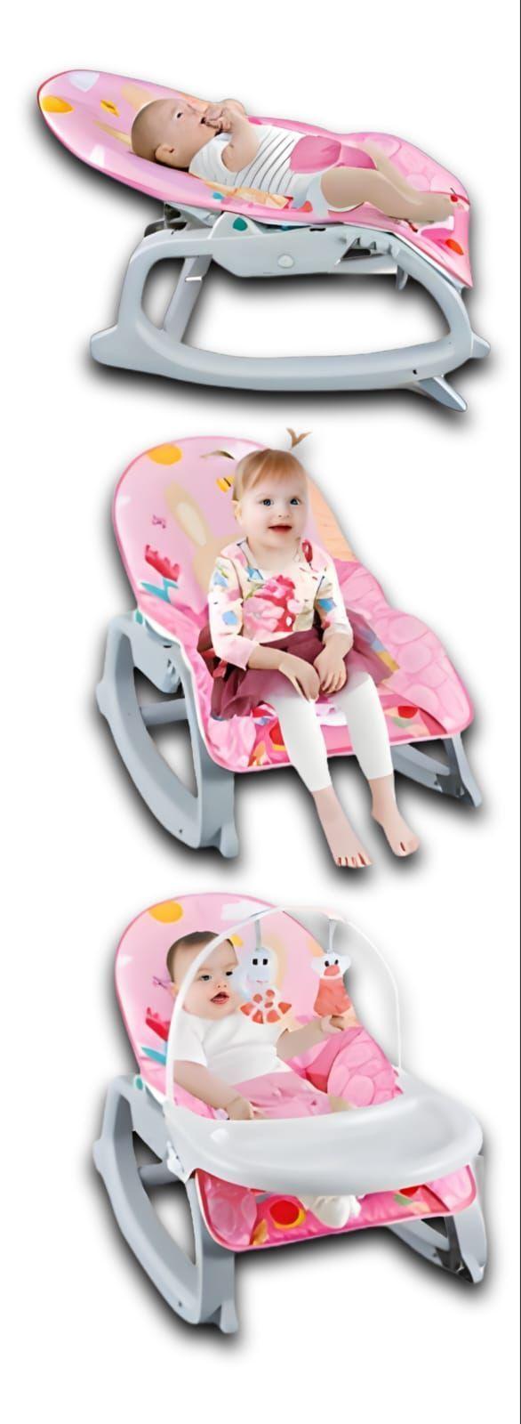 Silla Mecedora Rosada Musical Vibratoria Bebé Silla Nido 3 En 1-4