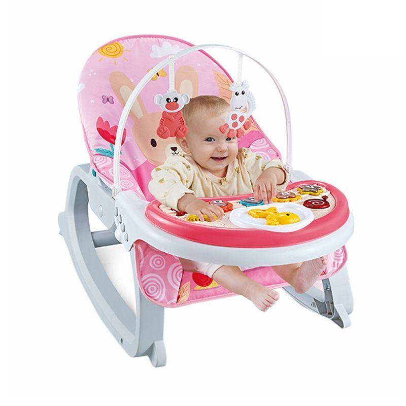 Silla Mecedora Rosada Musical Vibratoria Bebé Silla Nido 3 En 1-0