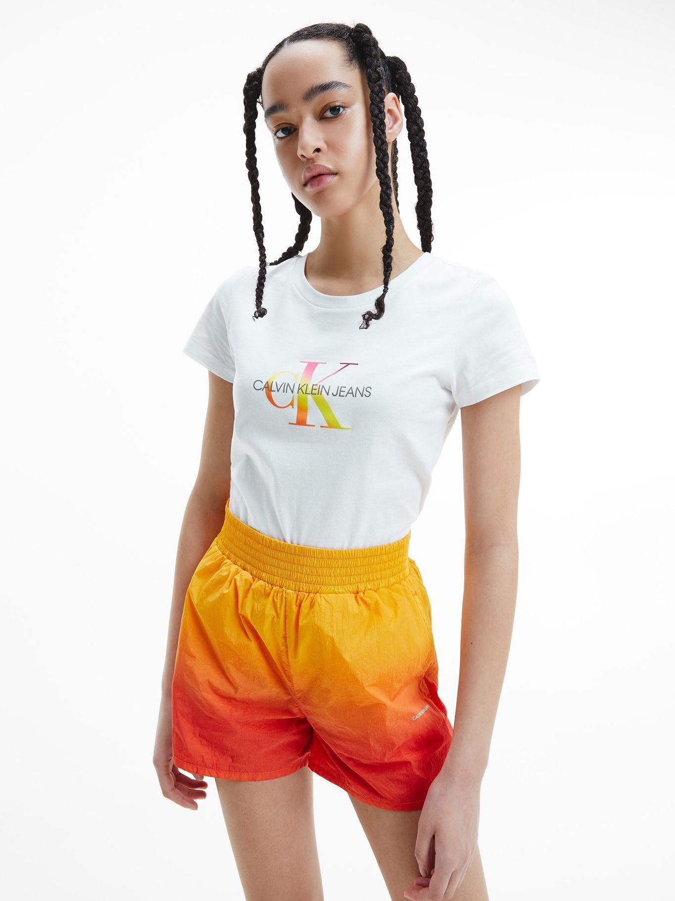 Polera Filled Blanco/Naranjo Calvin Klein Mujer-3