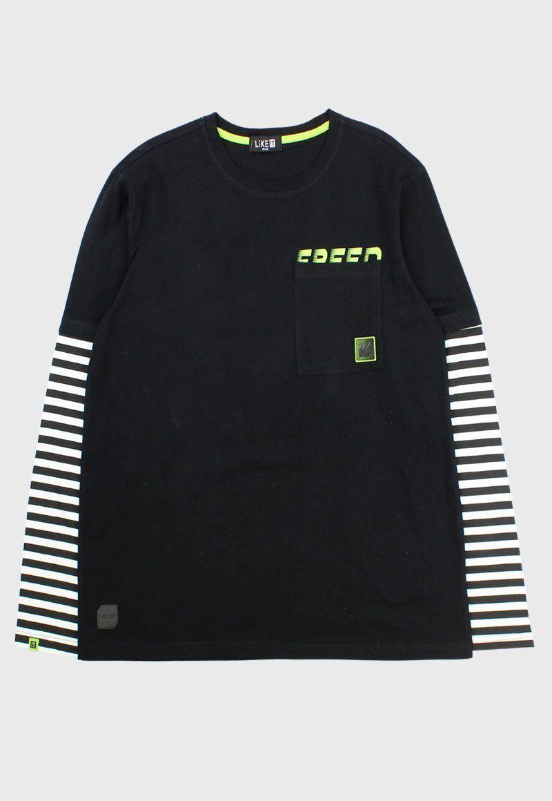 Polera teens niño doble manga listada freed 509-0