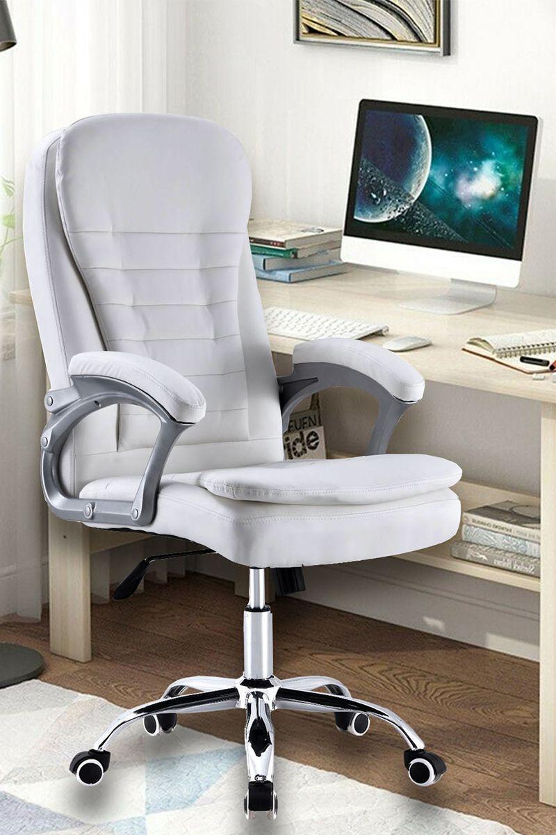 Silla de Oficina Ejecutiva Respaldo Alto Blanco-1