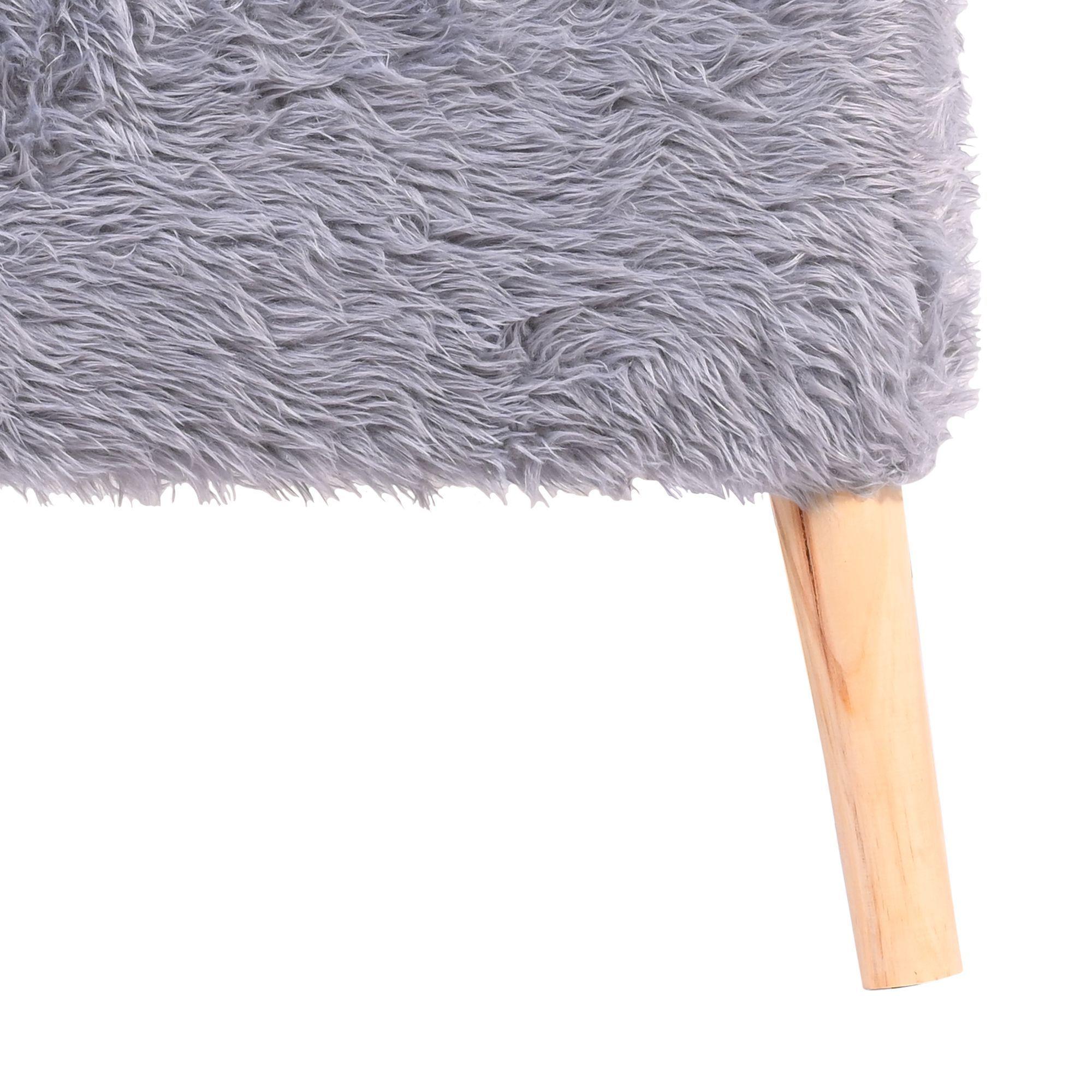 Pouf Petrum Gris Piel Sintética 62x42x42 cm Máxima Design-4