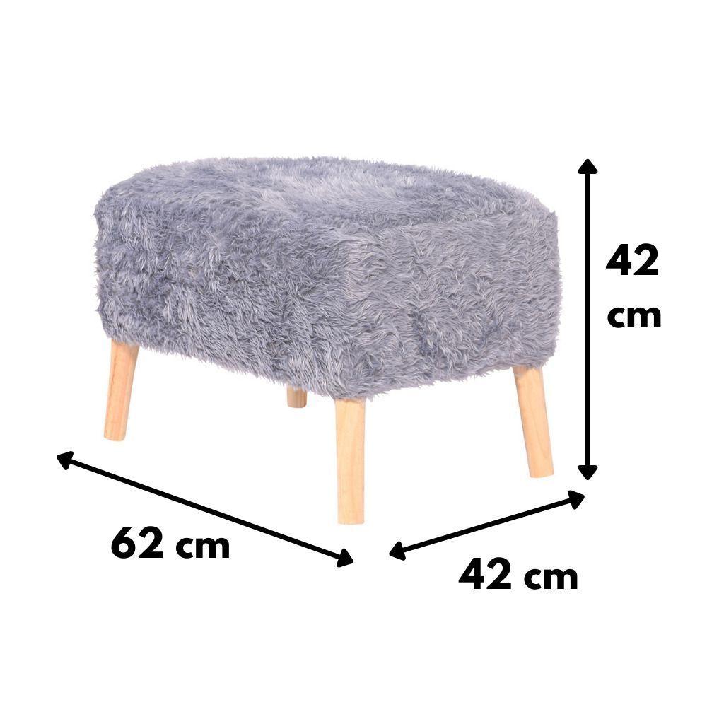 Pouf Petrum Gris Piel Sintética 62x42x42 cm Máxima Design-2