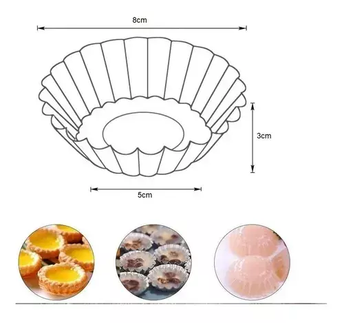 Pack 12 Molde Tartaleta Reposteria Oscuras 8cm-1