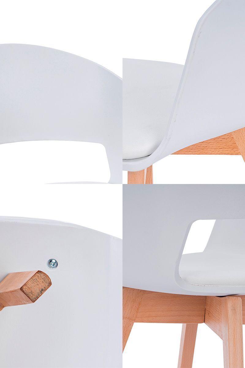 Silla de Comedor Patas de Madera con Cojín Blanco-4