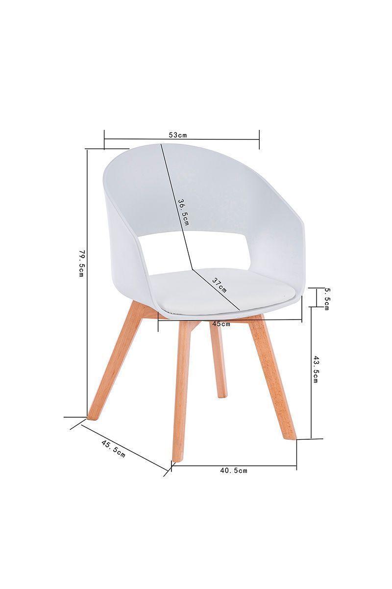 Silla de Comedor Patas de Madera con Cojín Blanco-2