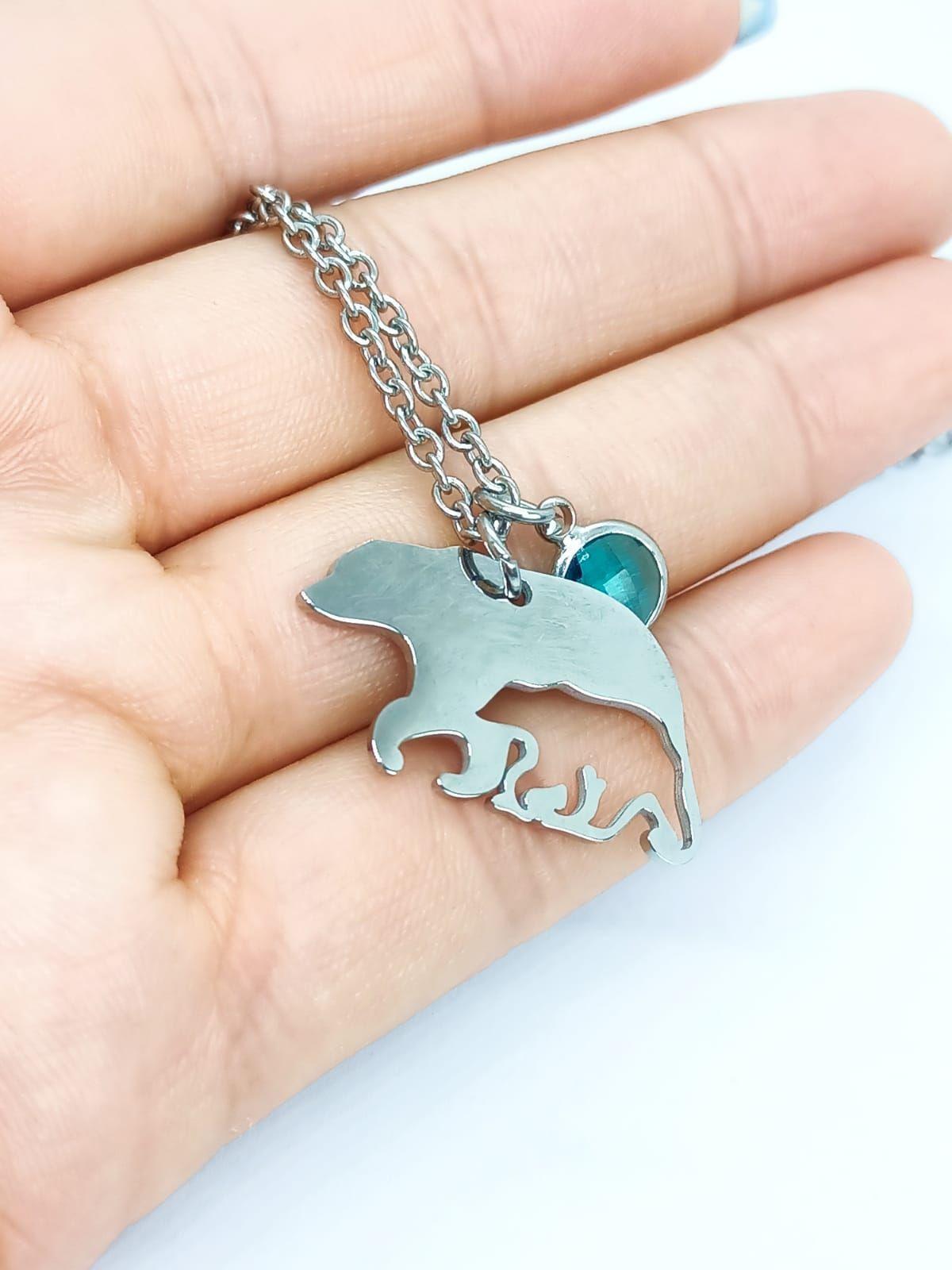 Colgante Collar Largo Mama Bear amor de Madre e Hijo turquesa -5