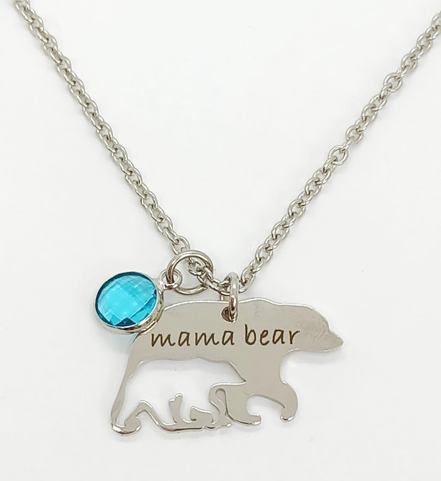 Colgante Collar Largo Mama Bear amor de Madre e Hijo turquesa -2