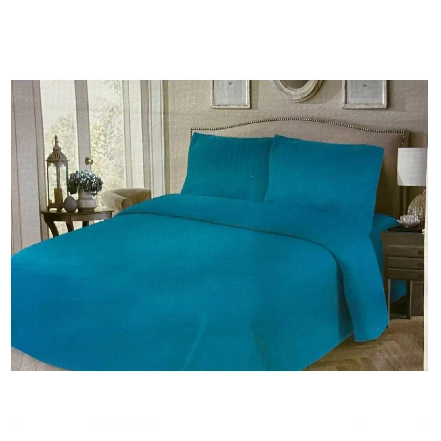 Sábanas De Polar 1,5 Plazas Sabana Polar Invierno Set 3 Pzas Celeste-0