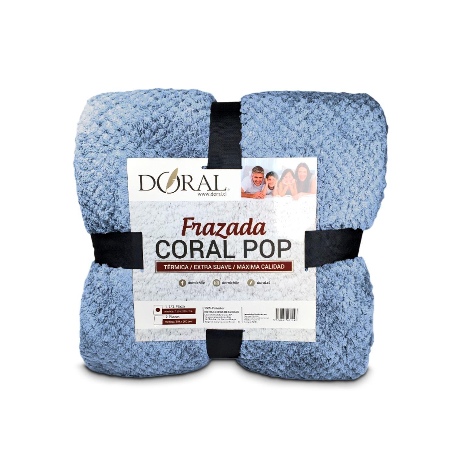 Frazada Coral Pop 2 Plazas Tonos Celeste Doral - SC-0