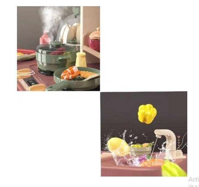 Cocina De Juguete 65 Piezas 93.5 cm Altura Café Vapor Agua-4