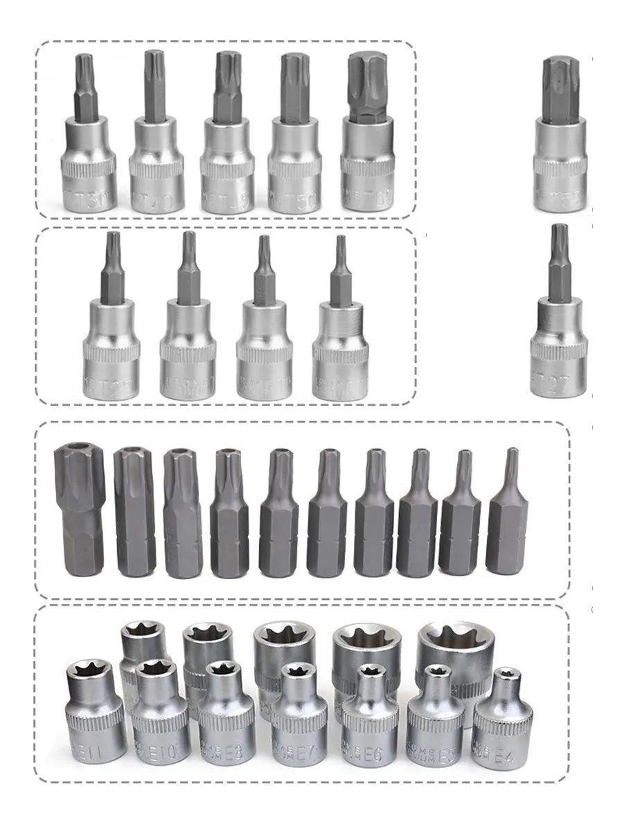 Juego Dados Torx Estrella Hembra Macho 34 Piezas 3/8-1