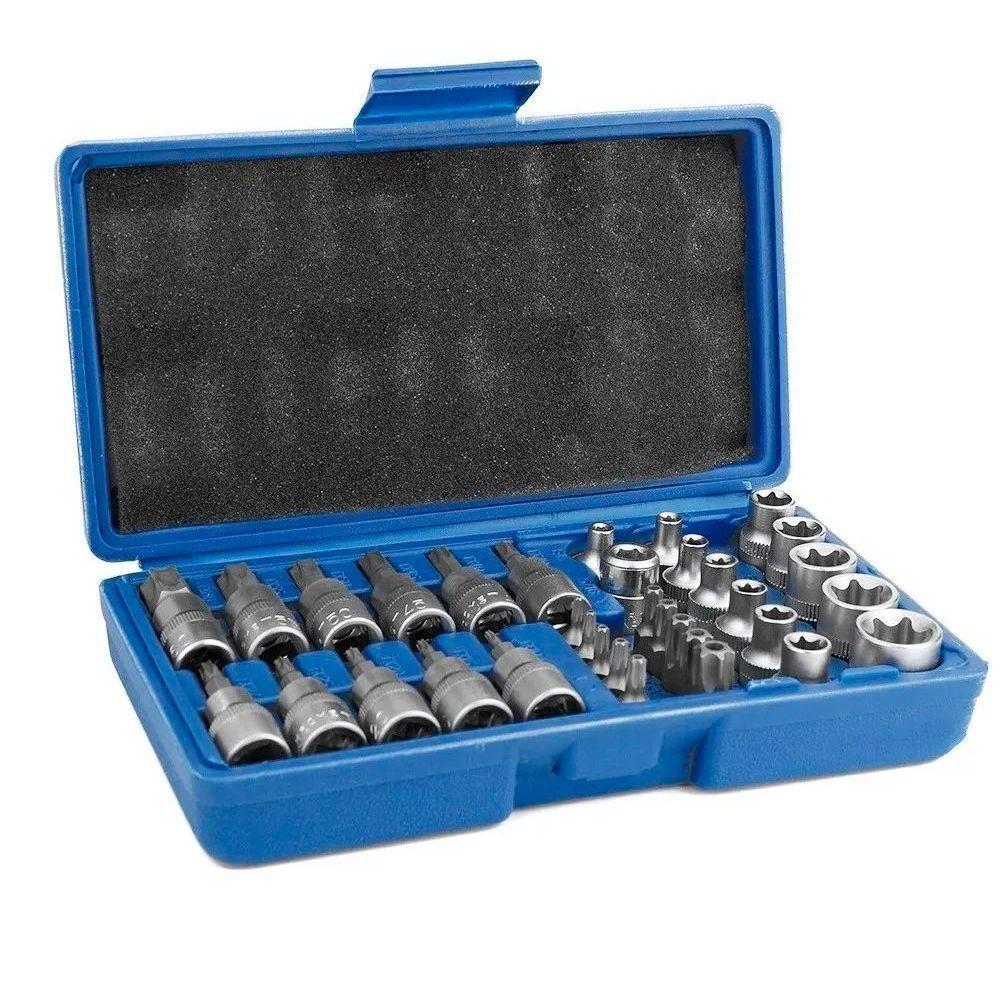 Juego Dados Torx Estrella Hembra Macho 34 Piezas 3/8-0