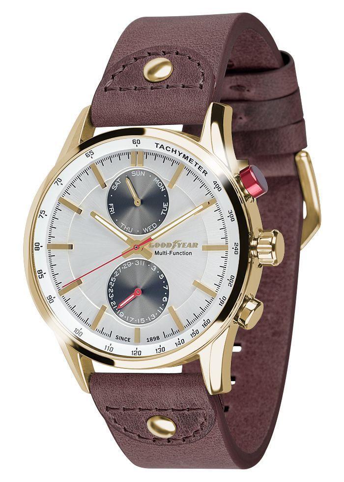 Reloj Multifunción Hombre Golden Brown Goodyear-0