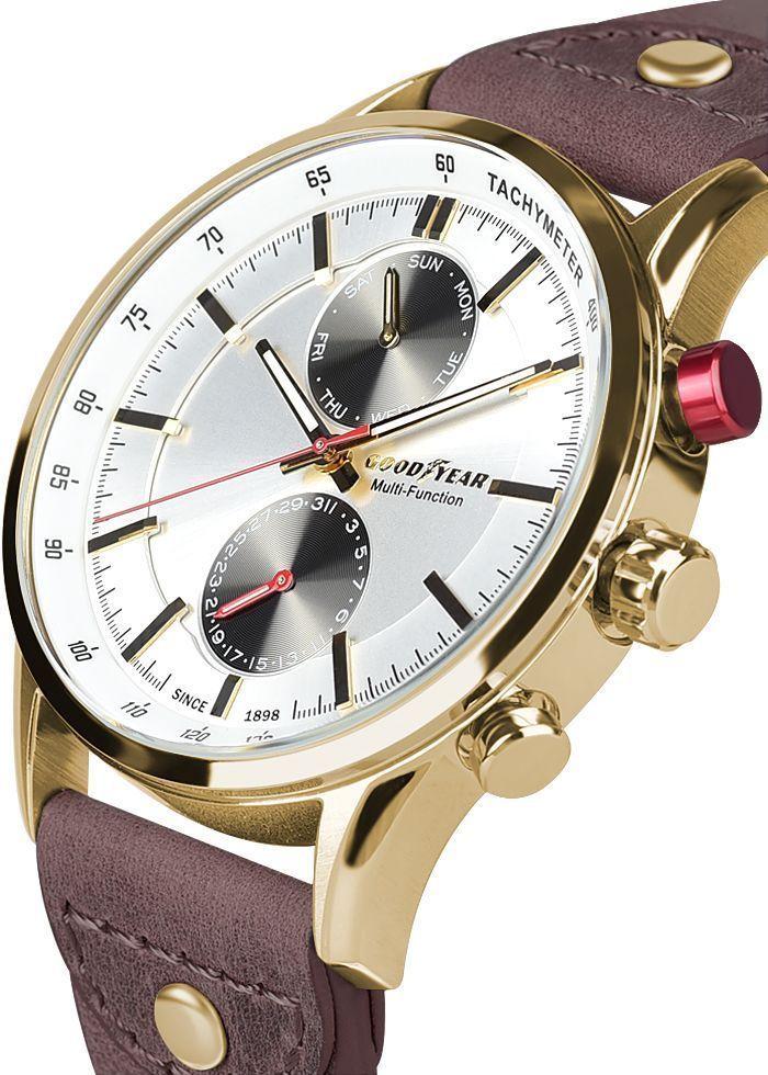 Reloj Multifunción Hombre Golden Brown Goodyear-1