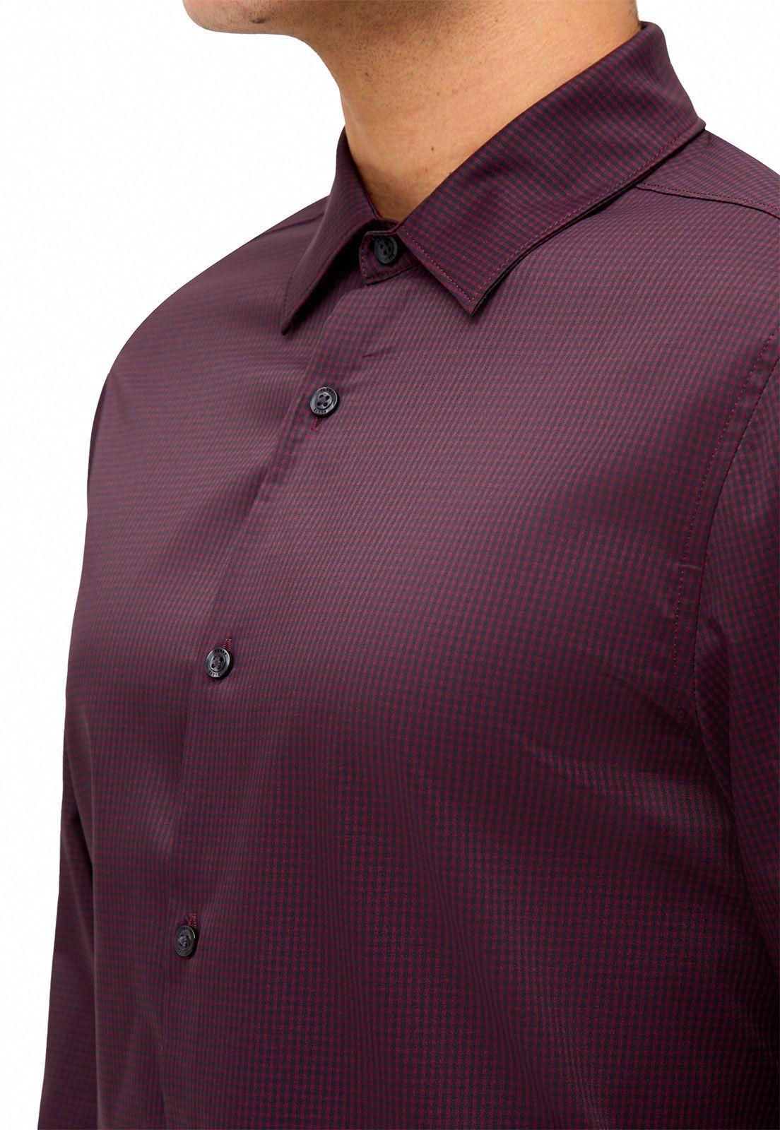 Camisa total stretch cuadros burdeo-1