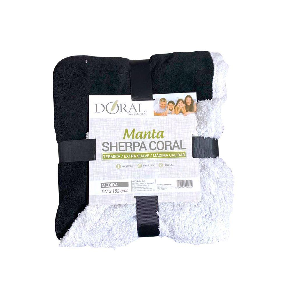 Manta Sherpa Coral Termica 127x152 Cm Doral Negro-0