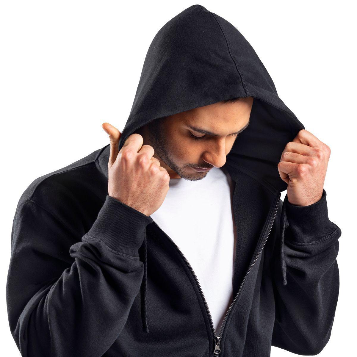 Polerón Con Gorro Hombre Negro Top-2