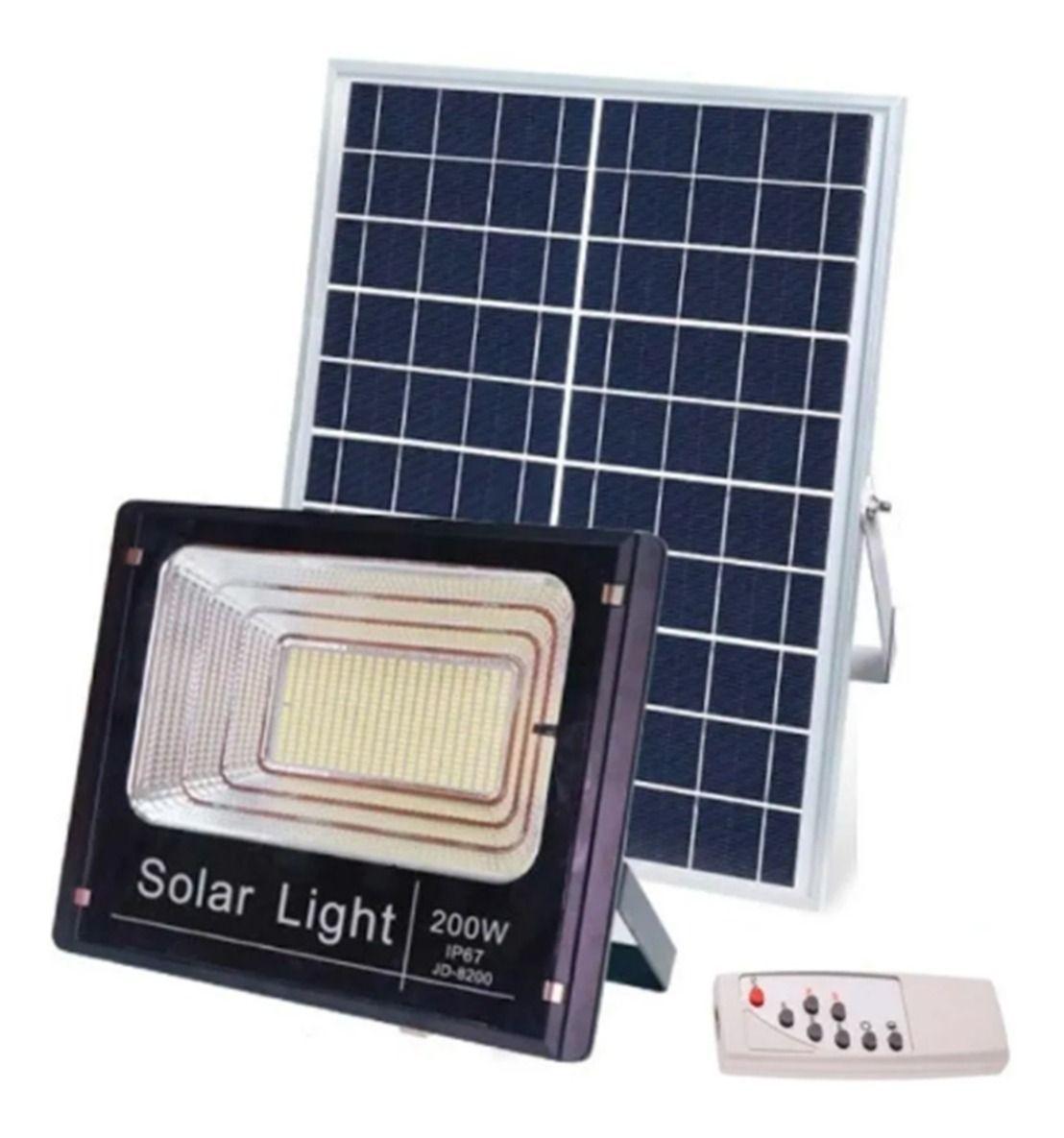 Foco Solar 200w + Panel Solar + Control / Ip67 408 Led-0