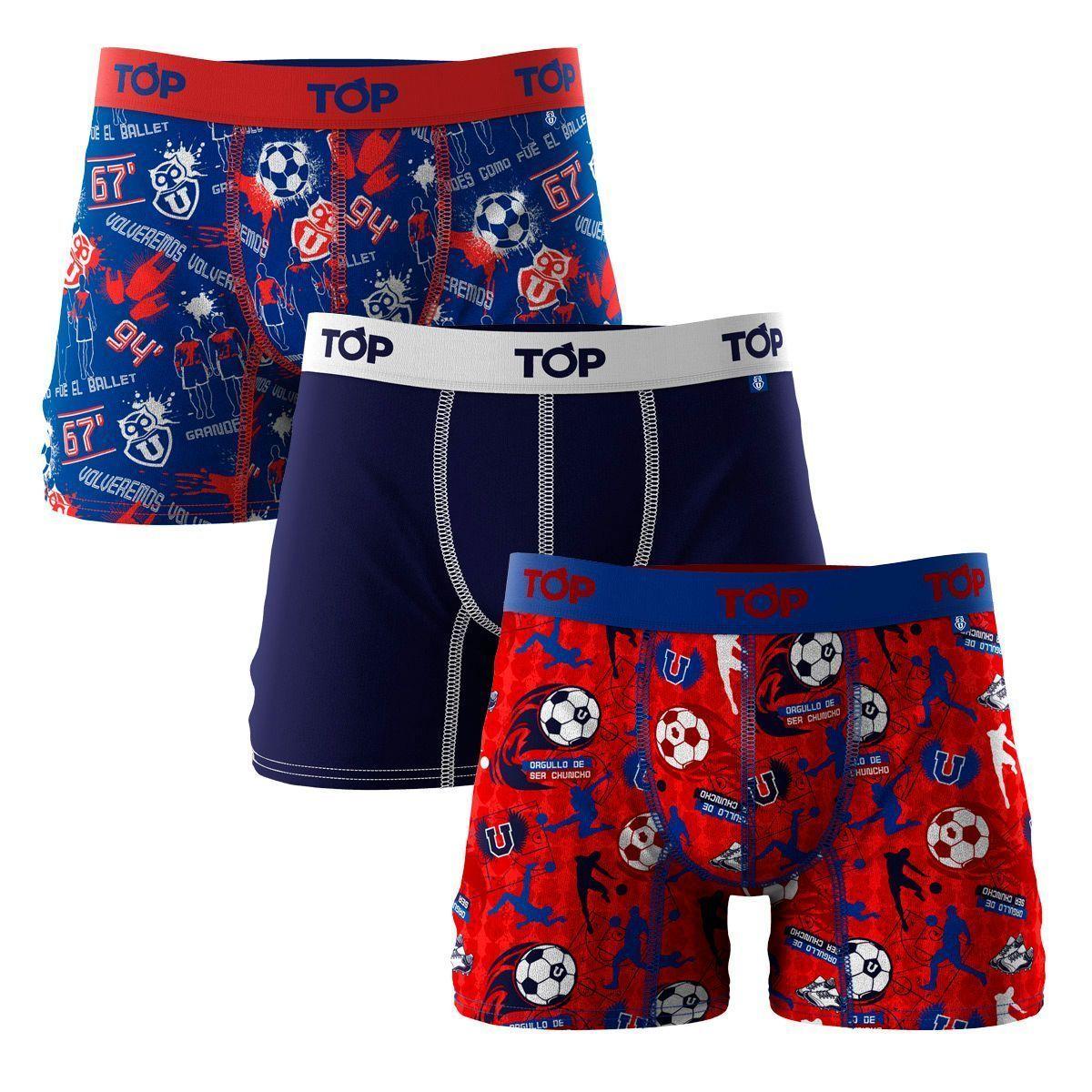 Bóxer Medio Microfibra Universidad De Chile Pack 3 Top-0