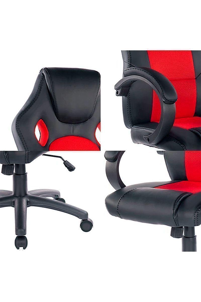 Silla Gamer Reclinable Altura Ajustable Rojo-5