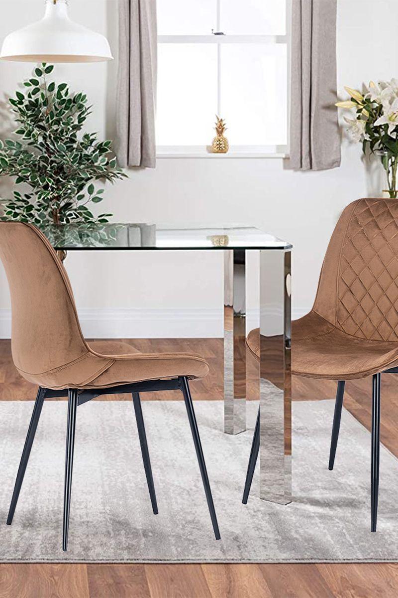 Silla de Comedor de Terciopelo Café-1