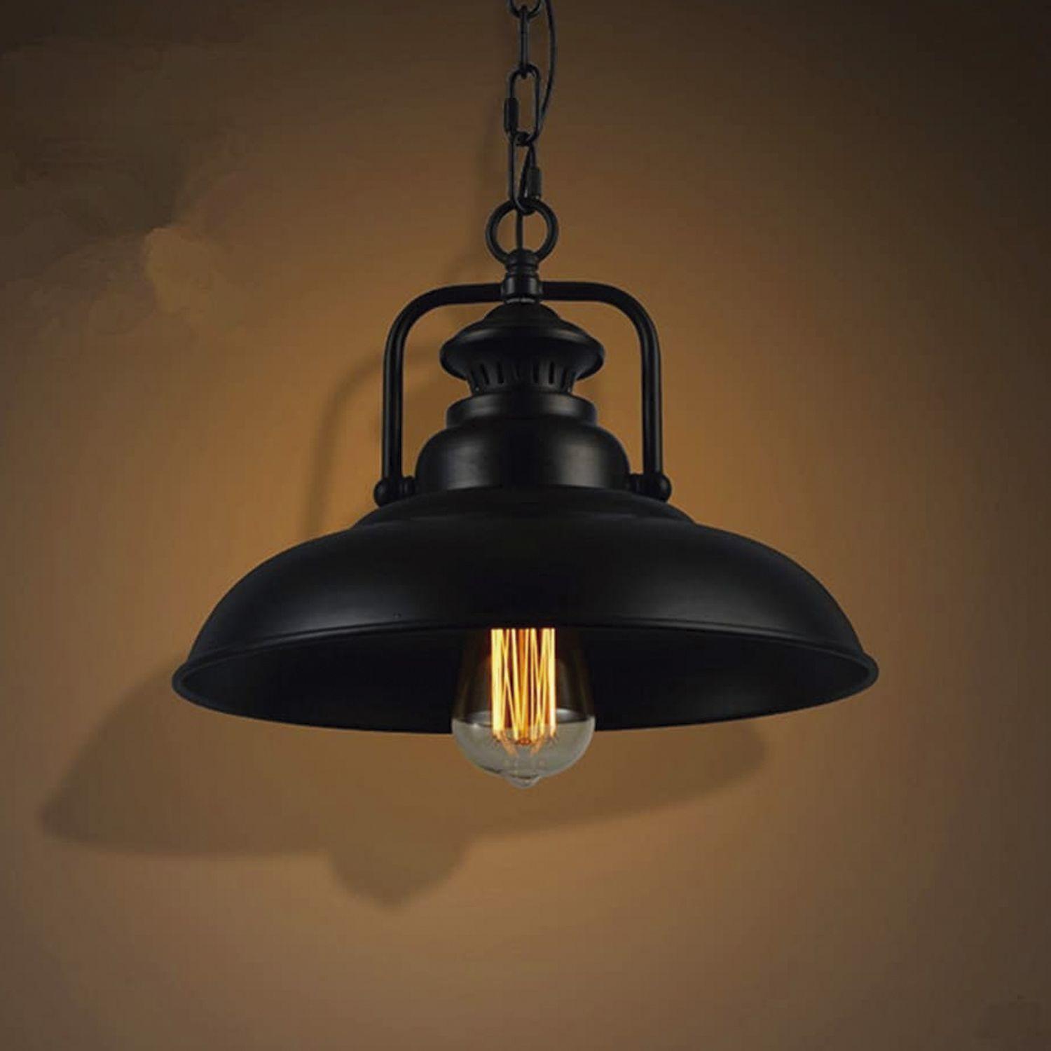 Lámpara Colgante E-27 Diseño Industrial Con Cadena-6