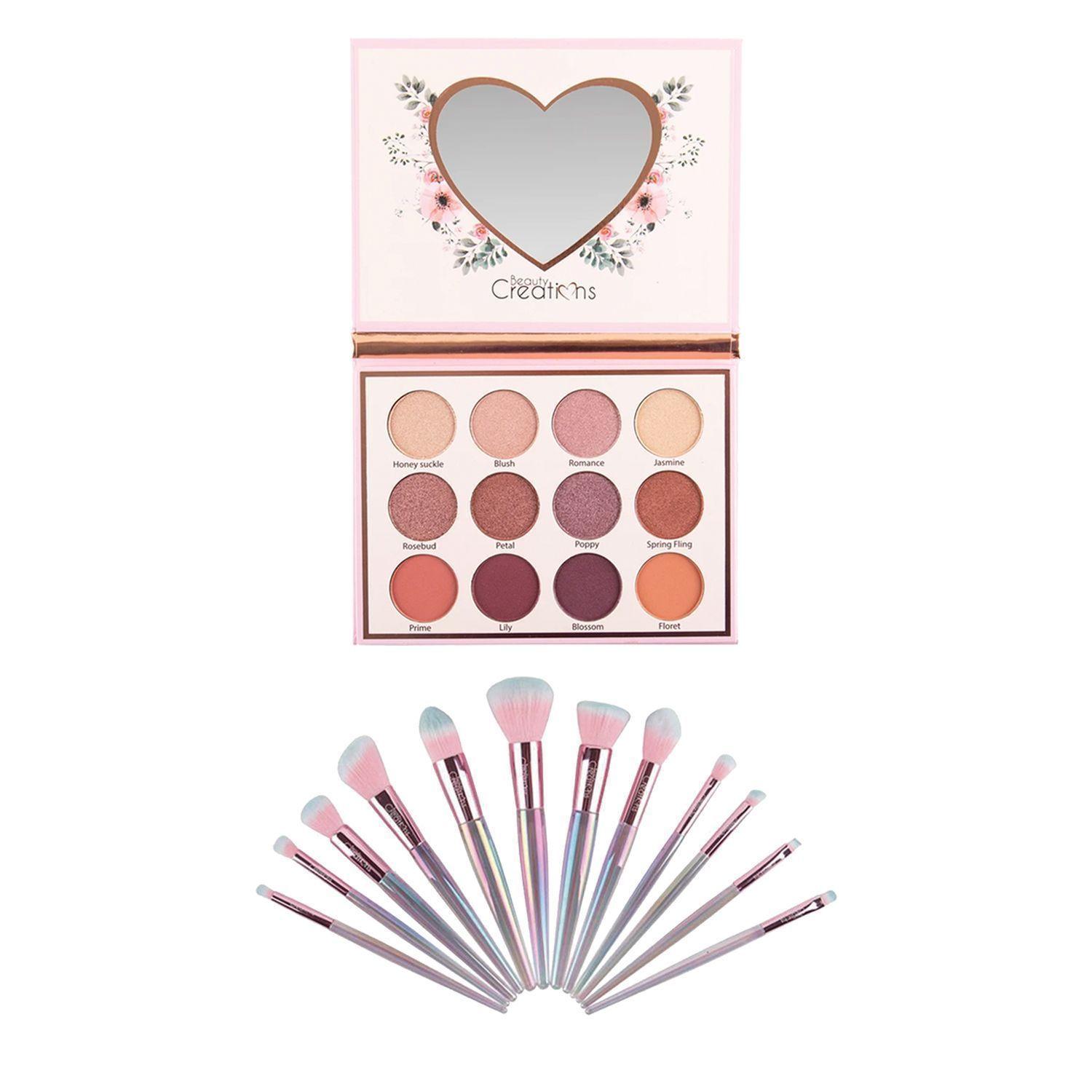 Pack Paleta De Sombras "Eye Bloom" + Set 12 Brochas Holo Fun y Estuche Beauty Creations-0