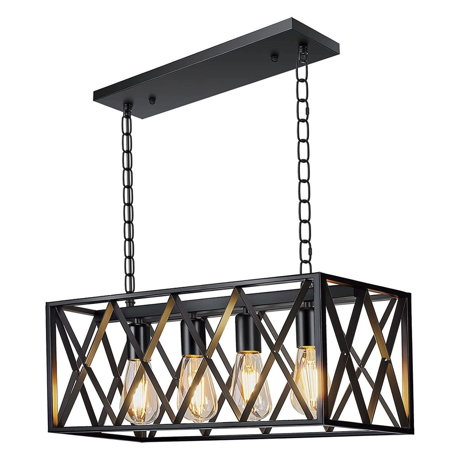 Lámpara Colgante 4xE-27 Rectangular Con Rejilla Kuma-0